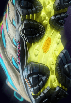 An iridescent Merrell outsole from the 45th Anniversary Collection.